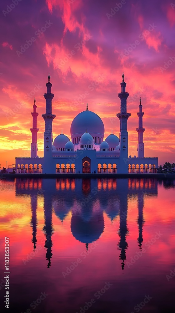 Fototapeta premium mosque in the night for background