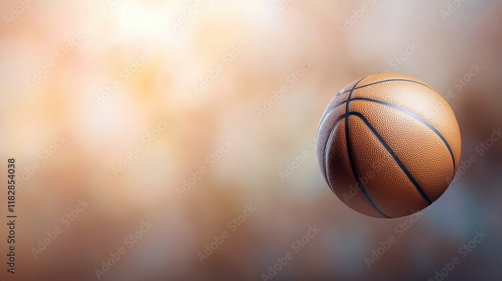 Dynamic Basketball Shot Captured in Motion Above the Court Dynamic Basketball Shot Captured in Motion Above the Court