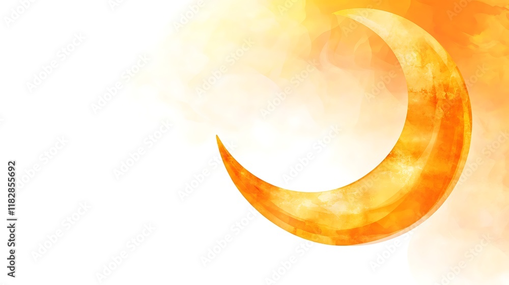 Golden Crescent Moon in a Watercolor Sky Golden Crescent Moon in a Watercolor Sky