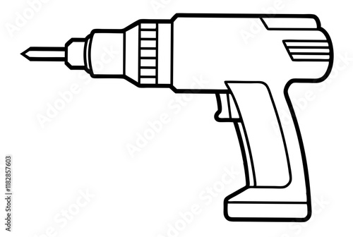 electric drill machine line art silhouette vector