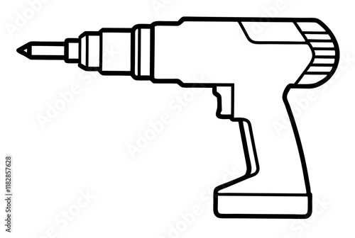 electric drill machine line art silhouette vector