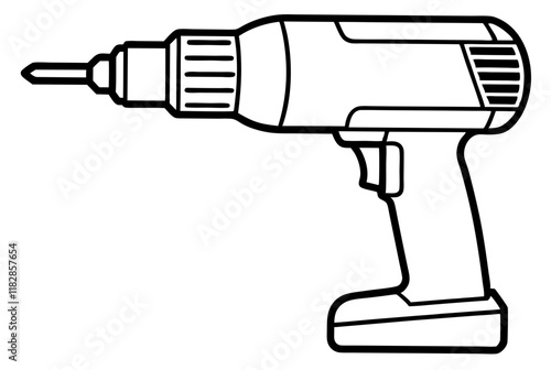 electric drill machine line art silhouette vector