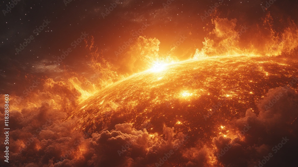 Surreal Cosmic Landscape of Earth and Sun Surreal Cosmic Landscape of Earth and Sun