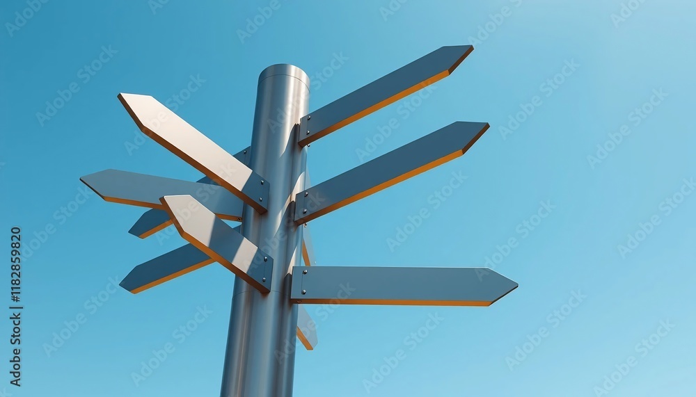 Multiple Directions Signpost Blank Arrows Choice Decision Wayfinding Guidance Metal Pointer Outdoor Multiple Directions Signpost Blank Arrows Choice Decision Wayfinding Guidance Metal Pointer Outdoor