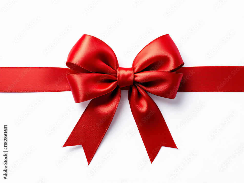 Red satin bow on white background. Red satin bow on white background.