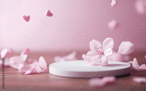 Wallpaper Mural A pristine white plate adorned with a delicate flower rests on a table, radiating elegance and romance, perfect for a Valentine's Day celebration. Torontodigital.ca