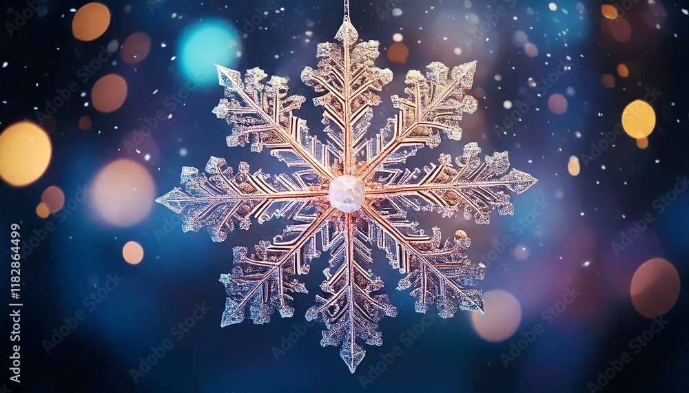snowflake suspended mid-air with tiny sparkling snowflake suspended mid-air with tiny sparkling