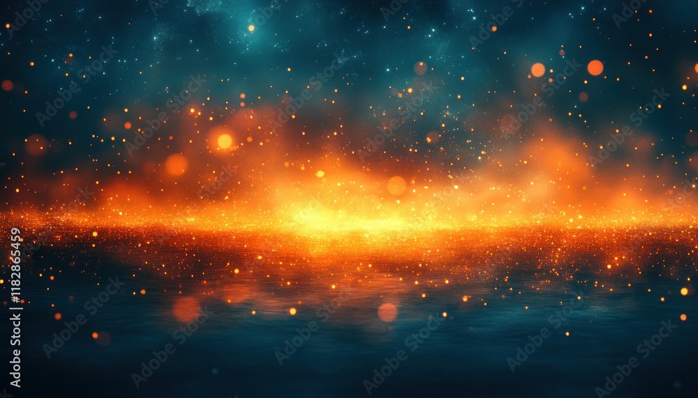 Vibrant Bokeh Abstract Composition with Warm Orange and Cool Teal Tones in Impressionism Style Vibrant Bokeh Abstract Composition with Warm Orange and Cool Teal Tones in Impressionism Style