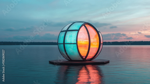 Parametric Design, A glowing, floating parametric sphere depicted in high fidelity, showcased in a vibrant and artistic style, perfect for digital projects. photo