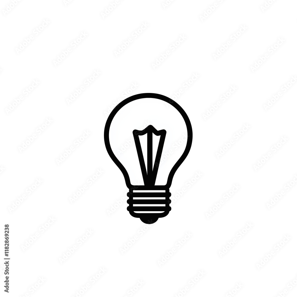 PNG cut out isolated background. A simple black-and-white light bulb icon with a clean and minimal design. PNG cut out isolated background. A simple black-and-white light bulb icon with a clean and minimal design.