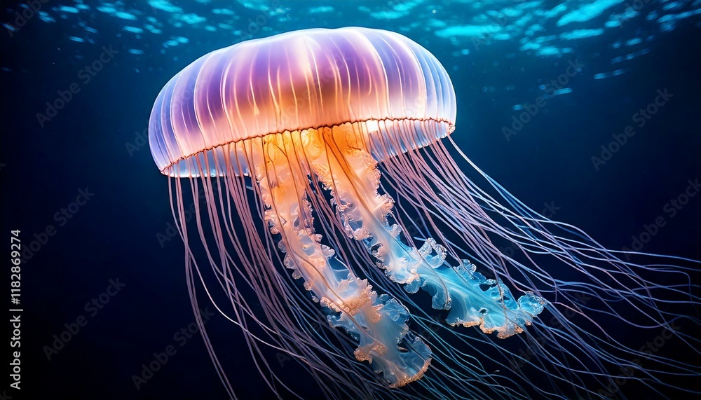 Fototapeta premium jellyfish with softly glowing tentacles 