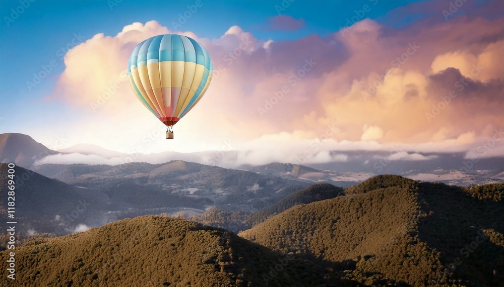 hot air balloon floating over softly hot air balloon floating over softly