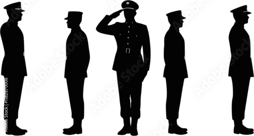 vector set of Military man salute silhouette
