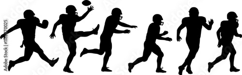 vector set of vector football players in silhouettes
