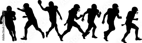vector set of vector football players in silhouettes
