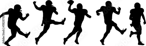 vector set of vector football players in silhouettes
