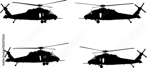 vector set of Military Helicopter silhouette