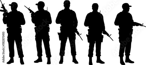 vector set of vector policeman silhouette