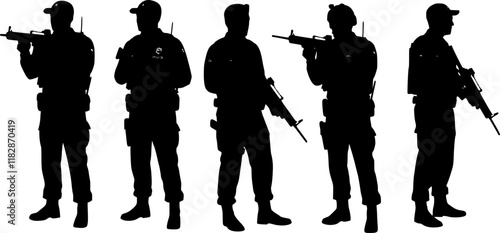 vector set of vector policeman silhouette