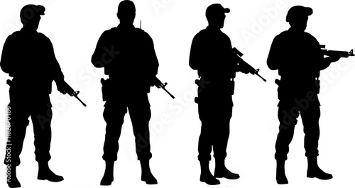vector set of vector policeman silhouette