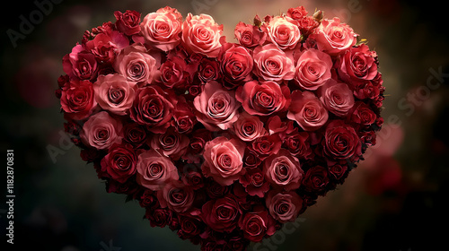 Wallpaper Mural Heart-shaped bouquet of roses forms a romantic symbol of love perfectly. Torontodigital.ca