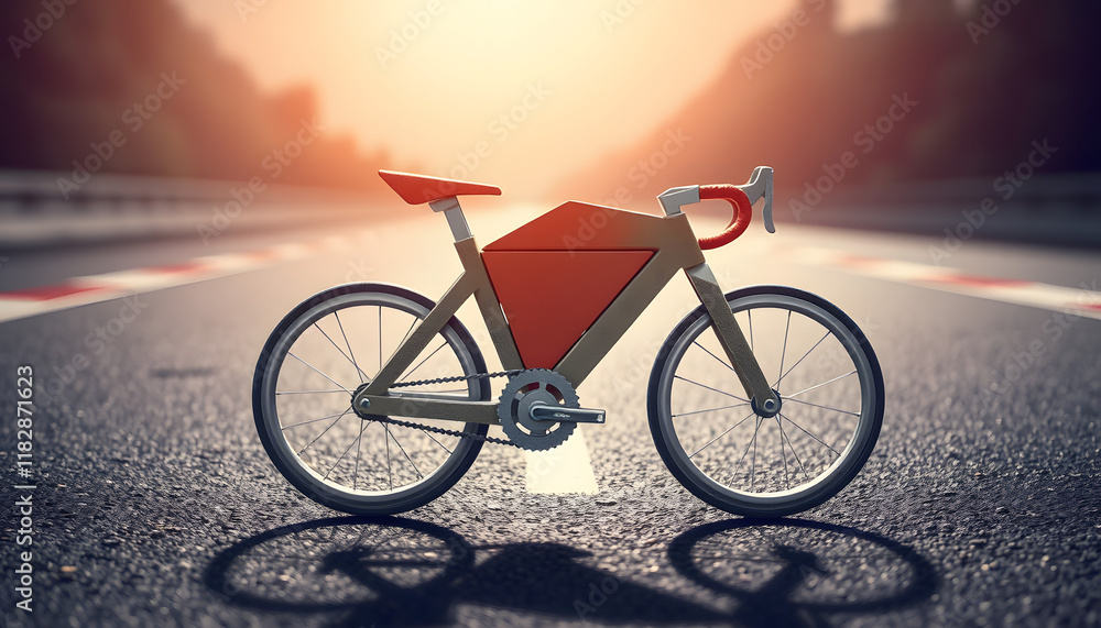 Racing road bike is waiting for its rider!, origami. isolated with white highlights Racing road bike is waiting for its rider!, origami. isolated with white highlights