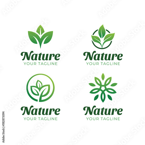 Logo template od organic fertilizers with green leaf logo design for business product, nature reserves, greening, go green, agriculture, ecology, environment, farming