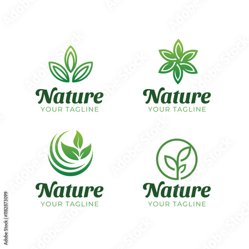 Logo template od organic fertilizers with green leaf logo design for business product, nature reserves, greening, go green, agriculture, ecology, environment, farming