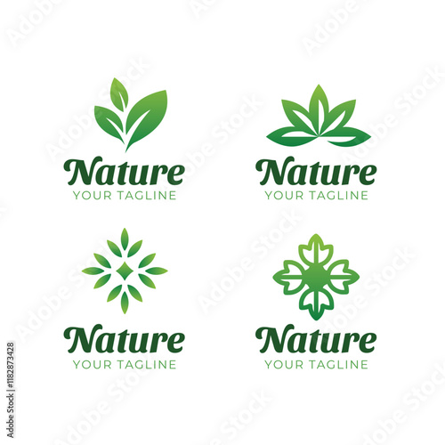 Logo template od organic fertilizers with green leaf logo design for business product, nature reserves, greening, go green, agriculture, ecology, environment, farming