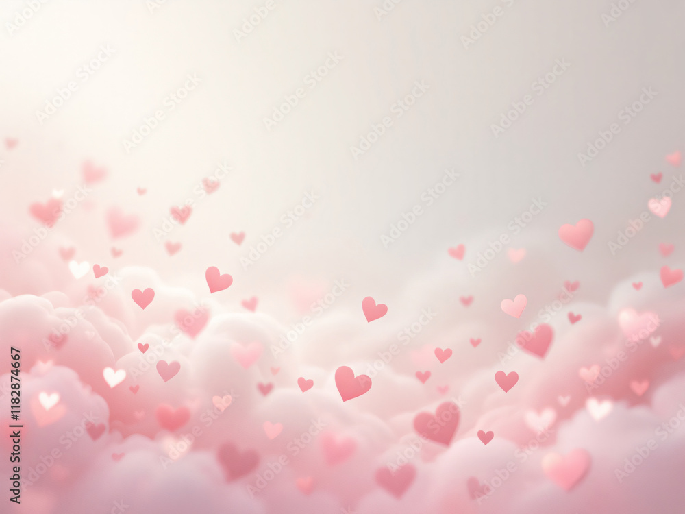 Pastel hearts bokeh on light pink background. Pastel hearts bokeh on light pink background.
