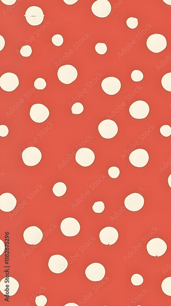 Red Background with Irregularly Spaced Off-White Circles Red Background with Irregularly Spaced Off-White Circles