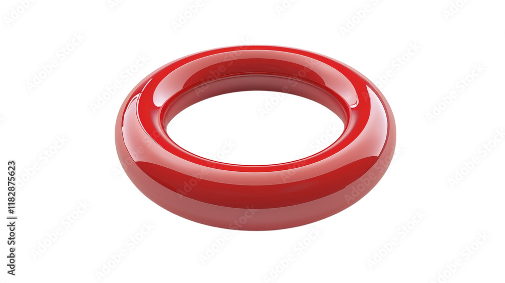 A 3D-rendered red ring icon with a shiny finish displayed on a white background A 3D-rendered red ring icon with a shiny finish displayed on a white background