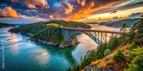 Wallpaper Mural Stunning high-resolution photo of Deception Pass Bridge, a Washington State icon. Torontodigital.ca