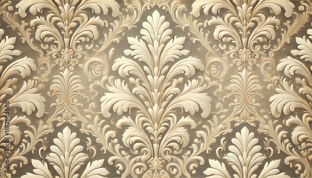 Classic damask pattern in cream and gold tones with a soft, luxurious texture for a timeless wedding card background. Generative AI Classic damask pattern in cream and gold tones with a soft, luxurious texture for a timeless wedding card background. Generative AI