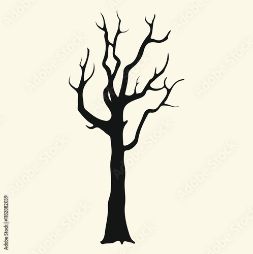 Dry tree silhouette vector illustration, dead tree