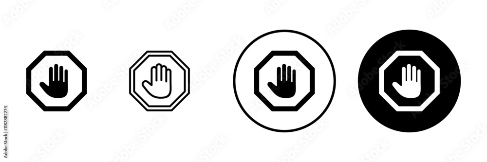 Stop icon vector. stop road sign. hand stop sign and symbol. Do not enter stop red sign with hand Stop icon vector. stop road sign. hand stop sign and symbol. Do not enter stop red sign with hand