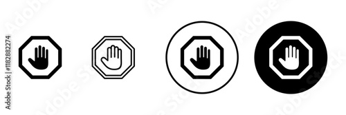 Stop icon vector. stop road sign. hand stop sign and symbol. Do not enter stop red sign with hand