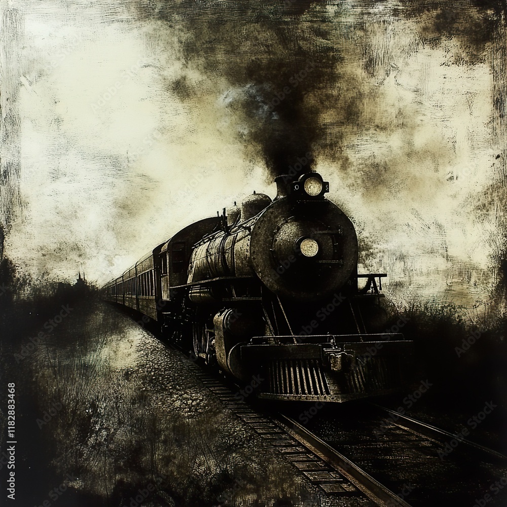 Vintage Steam Train on Railroad Tracks: A Journey Through Time