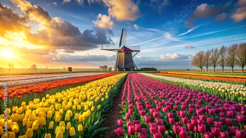 Lisse Tulips, Netherlands: Breathtaking Spring Windmill Scene