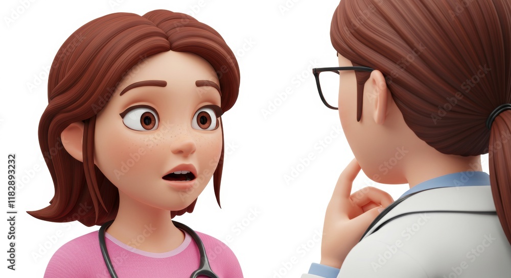3D Cartoon Nurse in Discussion with Doctor Over Medical Diagnosis 3D Cartoon Nurse in Discussion with Doctor Over Medical Diagnosis