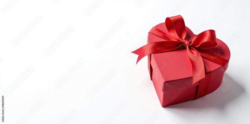 Heart-shaped gift box with ribbons on a white background isolated against plain space, empty space, isolated Heart-shaped gift box with ribbons on a white background isolated against plain space, empty space, isolated