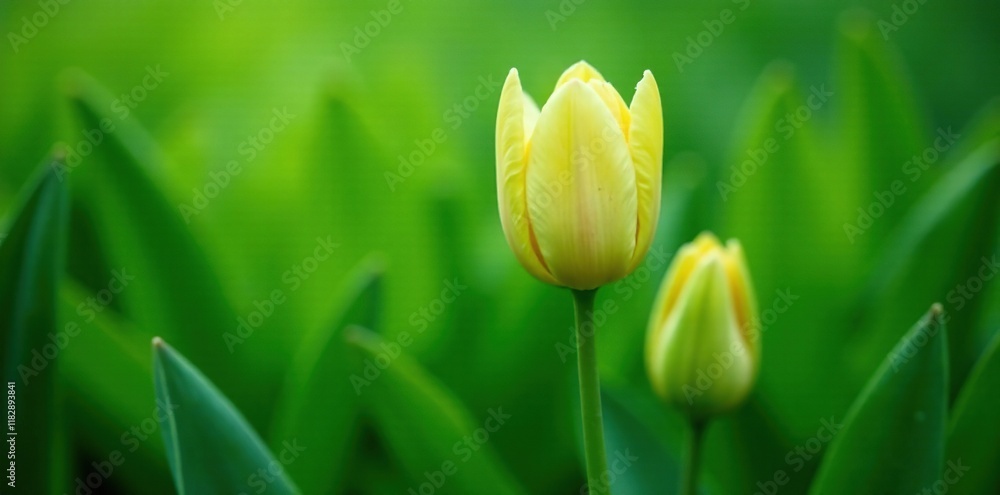 Green tulip petals against a backdrop of leafy greens, foliage, color Green tulip petals against a backdrop of leafy greens, foliage, color