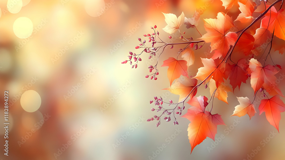 Autumn Leaves Gently Sway on Branches in Soft, Dreamlike Background Autumn Leaves Gently Sway on Branches in Soft, Dreamlike Background