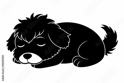  dog sleeping black silhouette vector