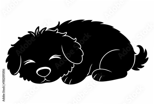  dog sleeping black silhouette vector