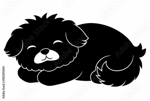  dog sleeping black silhouette vector