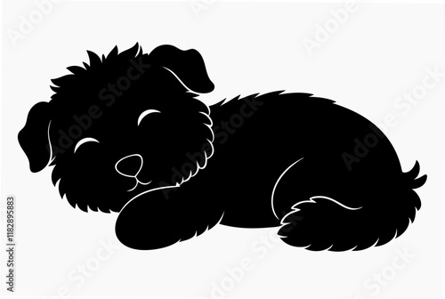 dog sleeping black silhouette vector