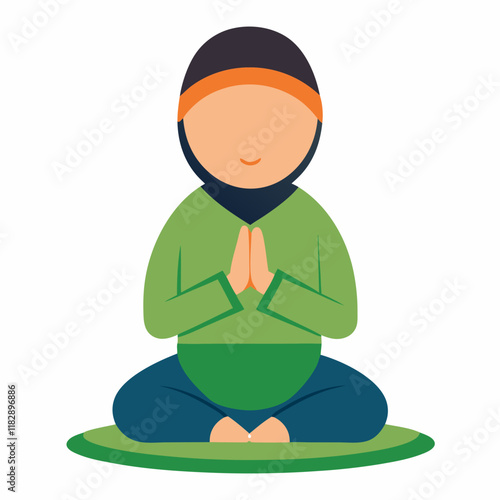 colorful illustration of a muslim praying person