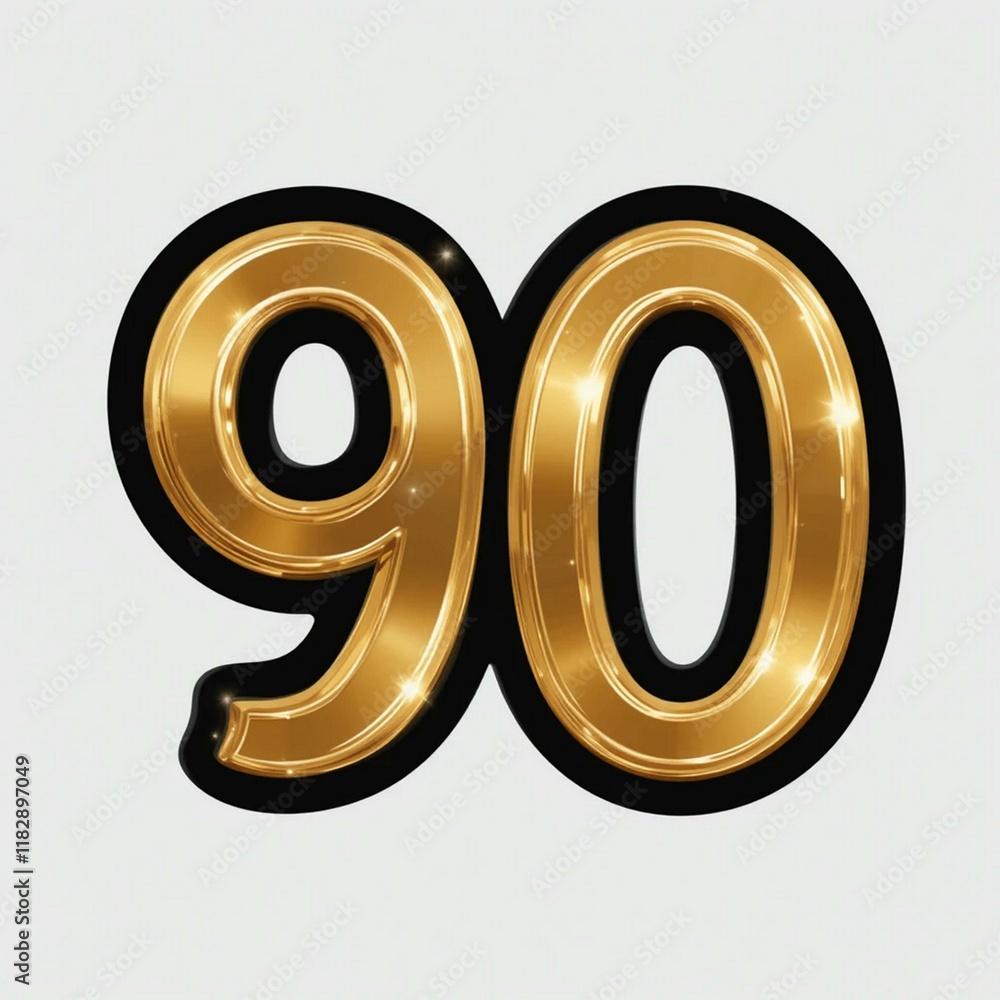 Golden Number On Isolated Background Golden Number On Isolated Background