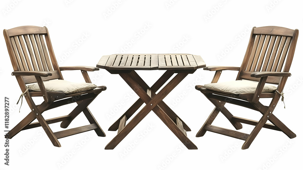 Wooden Folding Table and Chairs Set Isolated on a White Background Wooden Folding Table and Chairs Set Isolated on a White Background